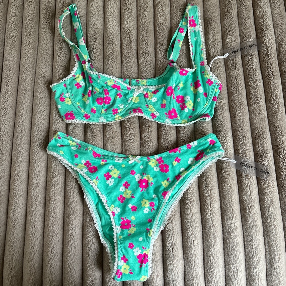 Floral Green Bikini Set